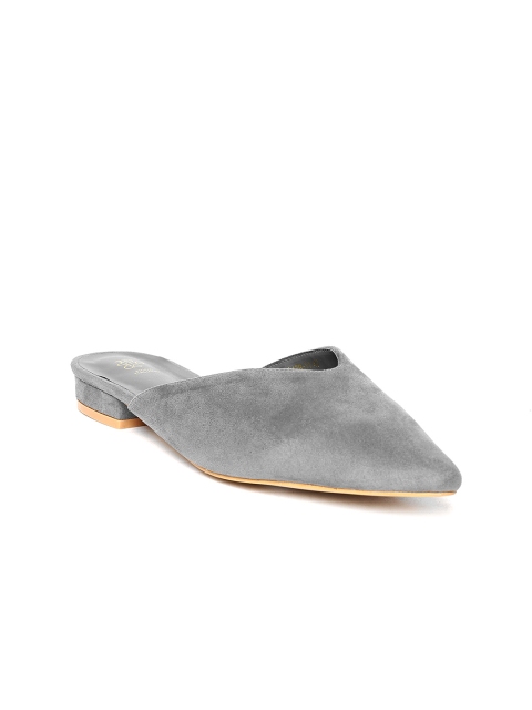 

Tresmode Women Grey Solid Suede Mules
