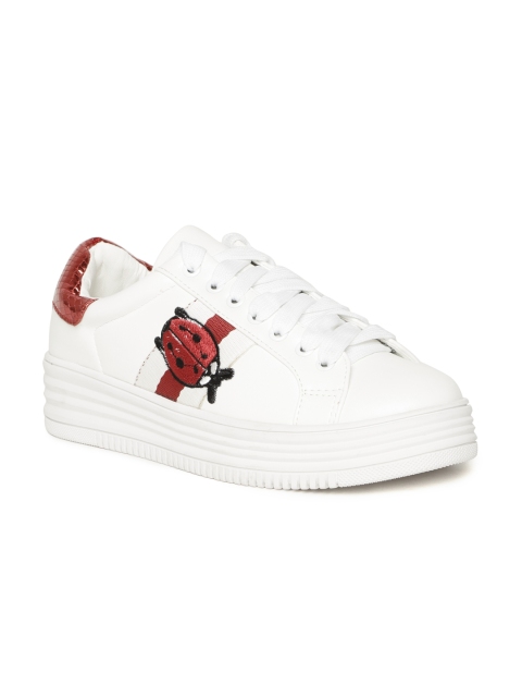 

Tresmode Women White Flatform Sneakers