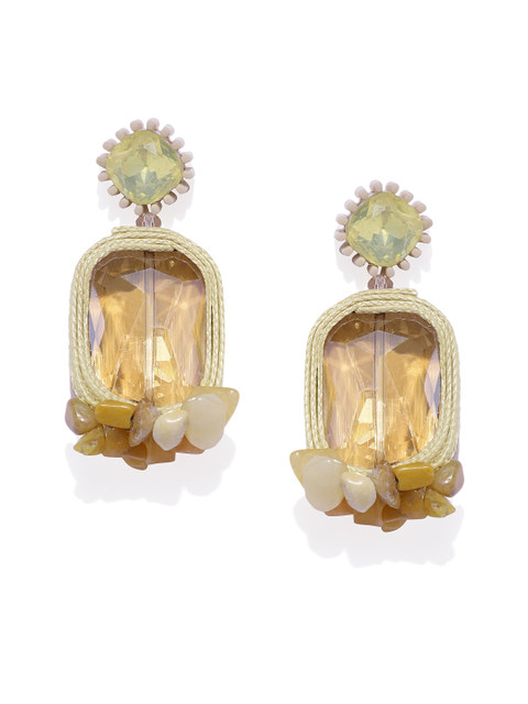 

Blisscovered Beige & Yellow Classic Drop Earrings