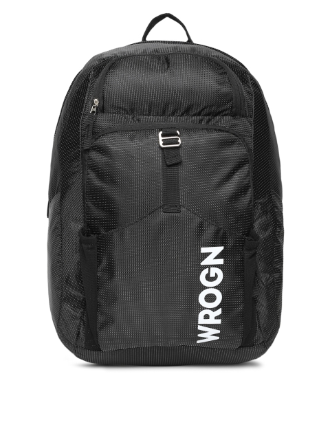 

WROGN Unisex Black Brand Logo Backpack