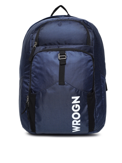 

WROGN Unisex Blue & Black Brand Logo Backpack