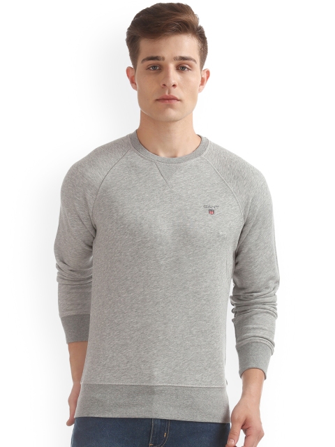 

GANT Men Grey Solid Sweatshirt