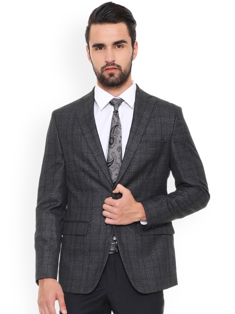 

Peter England Elite Men Grey Single-Breasted Blazer