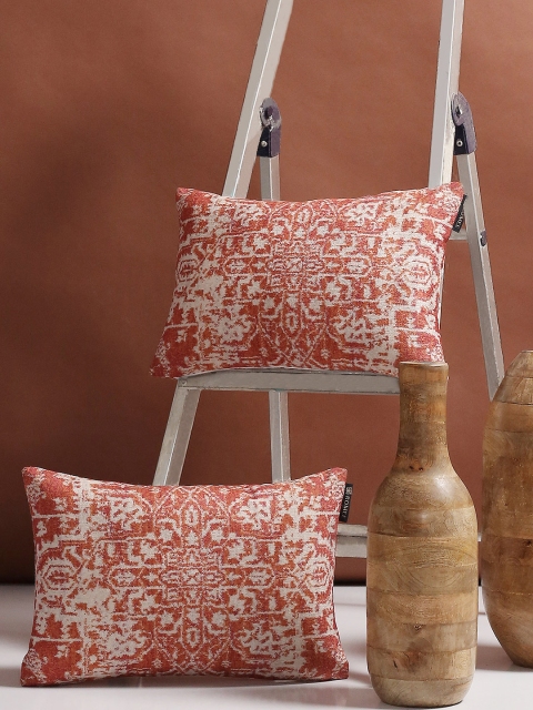 

ROMEE Rust Set of 2 Ethnic Motifs Rectangle Cushion Covers