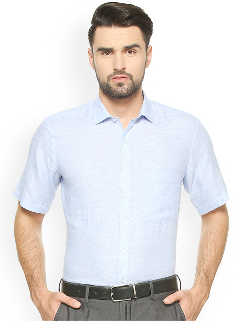 

Van Heusen Men Blue Self-Design Formal Shirt