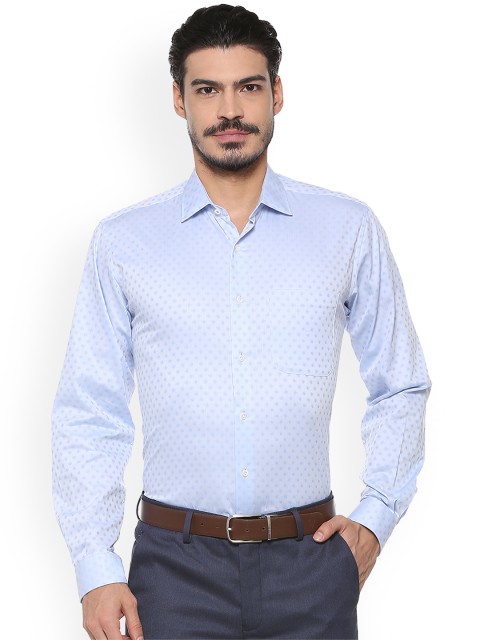 

Van Heusen Men Blue Self-Design Formal Shirt