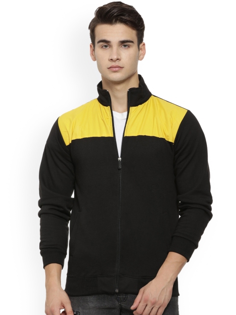 

Campus Sutra Men Black & Yellow Colourblocked Bomber