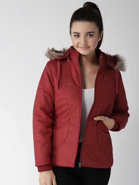 

Foreign Culture By Fort Collins Women Red Solid Hooded Parka Jacket