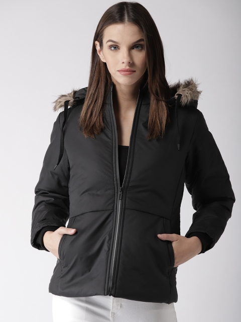 

Foreign Culture By Fort Collins Women Black Solid Hooded Parka Jacket
