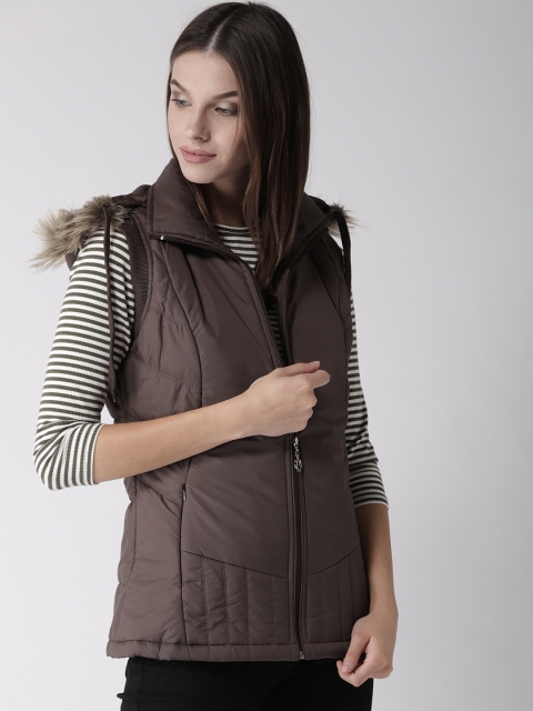 

Foreign Culture By Fort Collins Women Coffee Brown Solid Hooded Parka Jacket