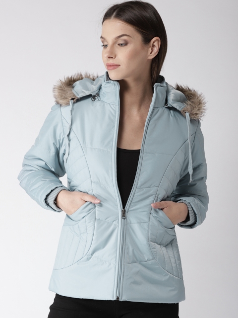 

Foreign Culture By Fort Collins Women Blue Solid Parka Jacket with Hood
