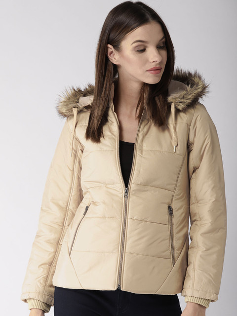 

Foreign Culture By Fort Collins Women Beige Solid Hooded Parka Jacket