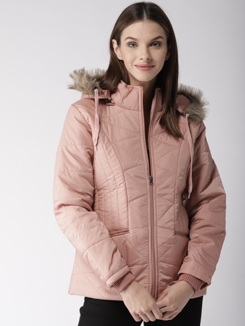 

Foreign Culture By Fort Collins Women Peach-Coloured Solid Parka Jacket with Hood