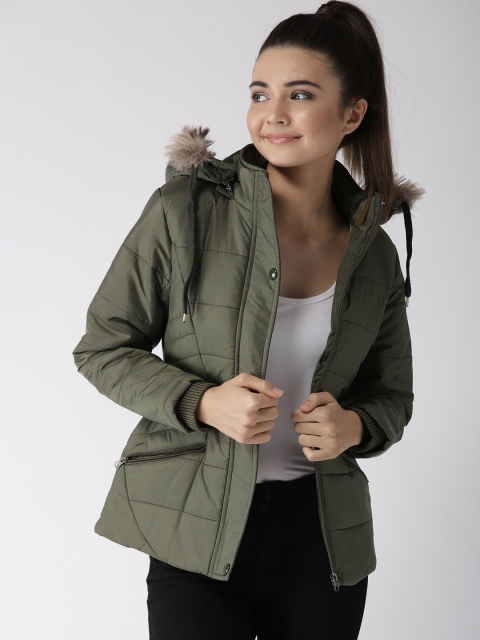 

Foreign Culture By Fort Collins Women Olive Green Solid Hooded Parka Jacket