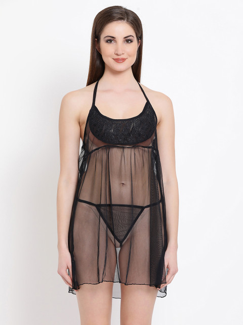 

Clovia Black Sheer Baby Doll NS0613P08