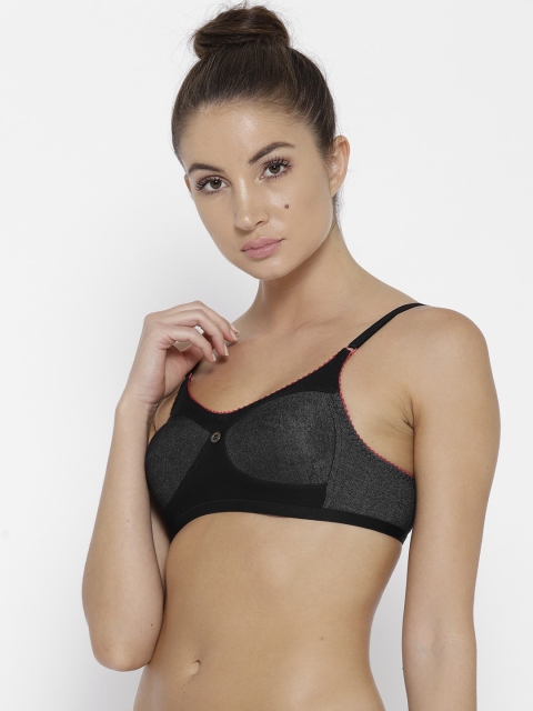 

Clovia Cotton Rich Non-Padded Non-Wired T-Shirt Bra, Black