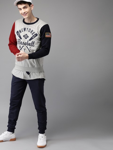 

HERE&NOW Men Grey Printed Sweatshirt