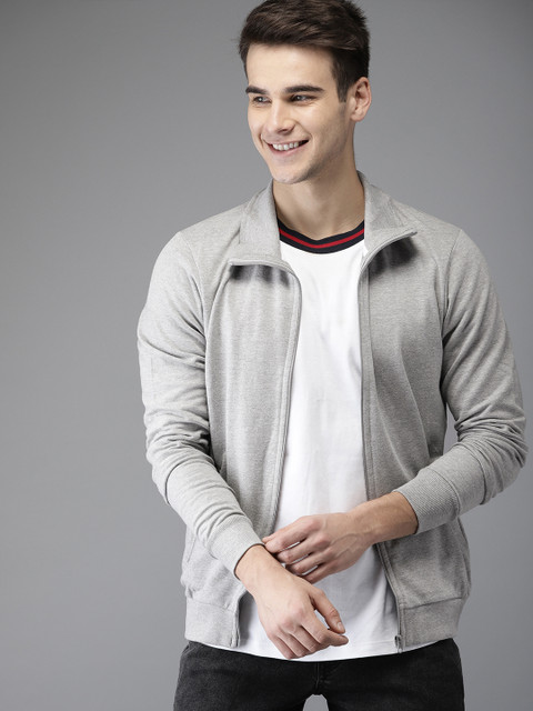 

HERE&NOW Men Grey Solid Sweatshirt