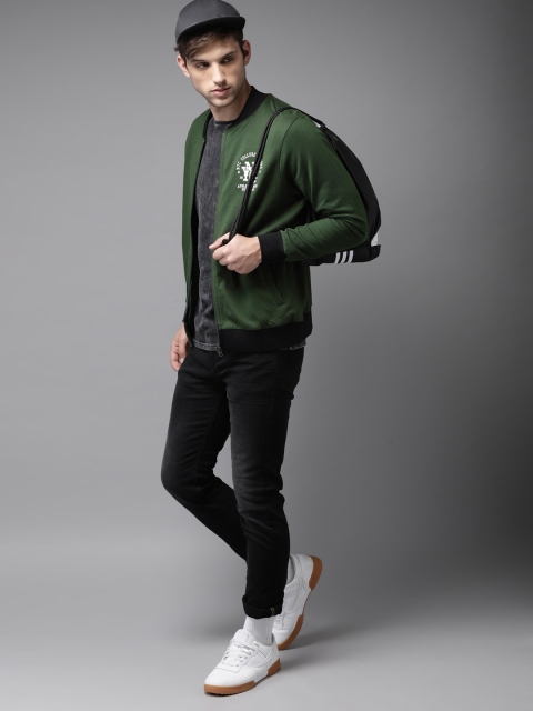 

HERE&NOW Men Green Solid Sweatshirt