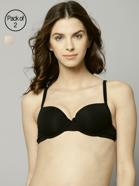 

Marks & Spencer Pack of 2 Solid Underwired Lightly Padded Balconette Bras T33350, Black