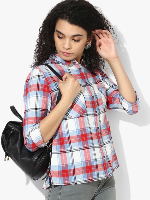 

Pepe Jeans Women White & Blue Checked Shirt