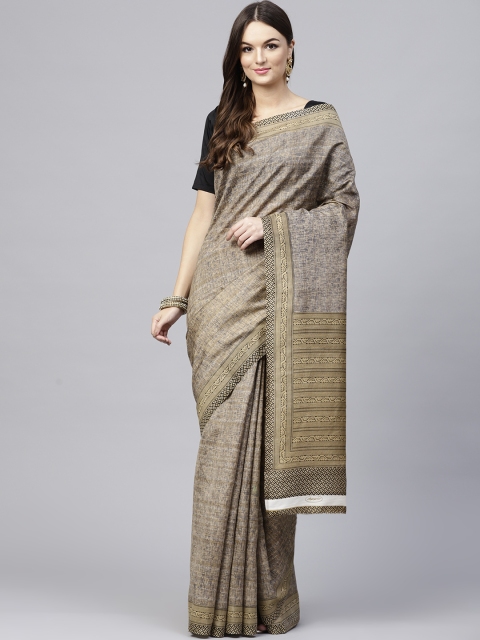 

Saree mall Beige & Black Printed Bhagalpuri Saree
