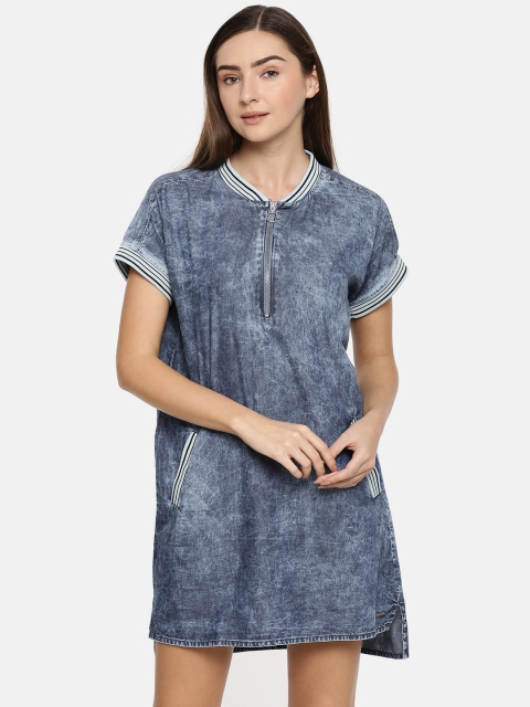 

Pepe Jeans Women Denim Solid Navy Blue T-shirt Dress
