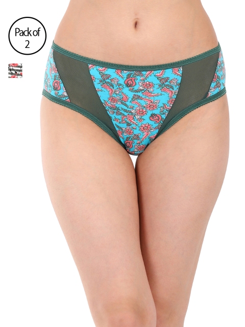 

Clovia Women Pack Of 2 Hipster Briefs COMPNC443XL, Green