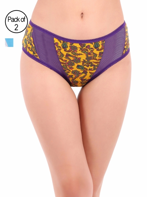 

Clovia Women Pack Of 2 Hipster Briefs COMPNC502XL, Blue
