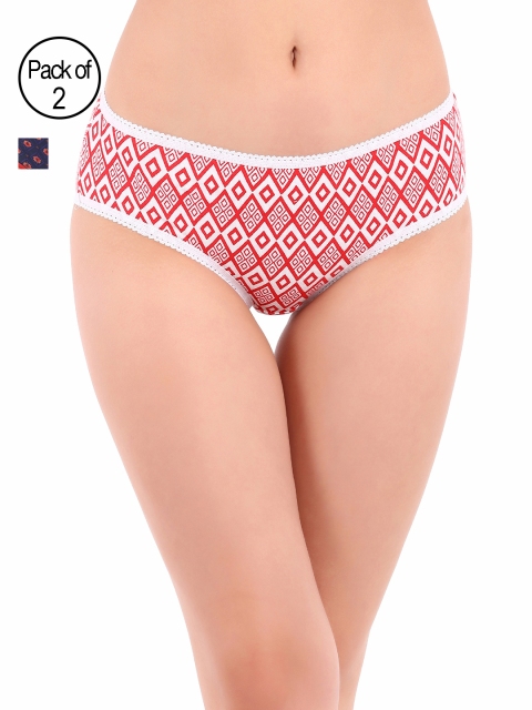

Clovia Women Pack Of 2 Hipster Briefs COMPNC496XL, Navy blue