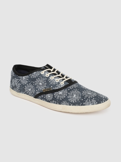 

Jack & Jones Men Blue & White Printed Sneakers