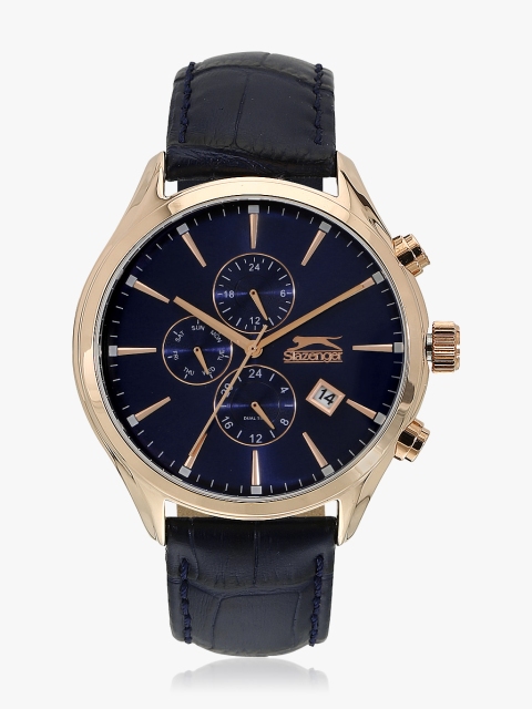 

Slazenger Men Navy Blue/Blue Leather Chronograph Watch SL.9.6064.2.01