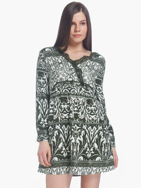 

Vero Moda Women Green Printed Sheath Dress