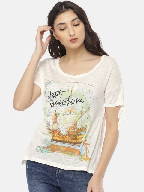 

People Women Off-White Printed Top