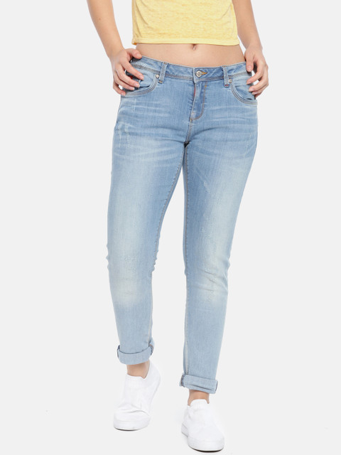 

Lee Cooper Women Blue Regular Fit Mid-Rise Low Distress Stretchable Jeans