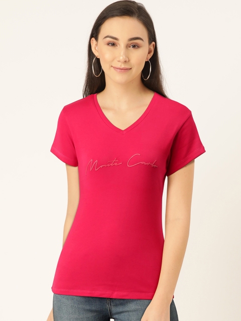 

Monte Carlo Women Pink Solid Round Neck T-shirt