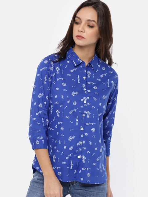 

Lee Women Blue Regular Fit Printed Casual Shirt