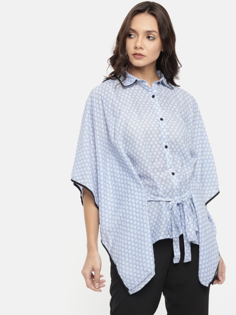 

The Kaftan Company Women Blue Printed Kaftan Top