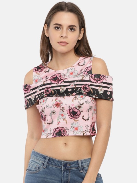 

Madame Women Pink Printed Cropped Top