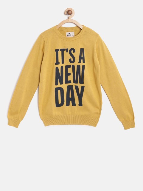 

Flying Machine Boys Mustard Yellow Printed Pullover
