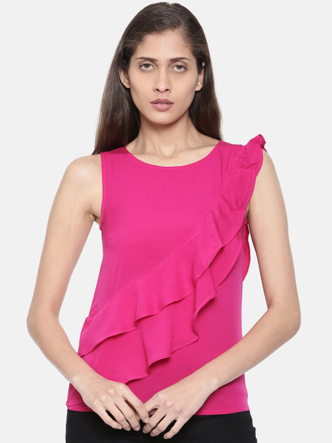 

People Women Fuchsia Solid Top
