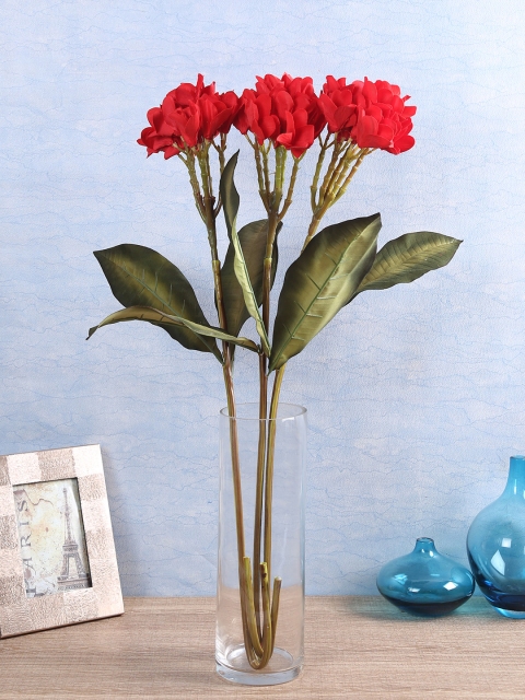 

Fourwalls Set Of 3 Red Artificial Champa Flower Stems
