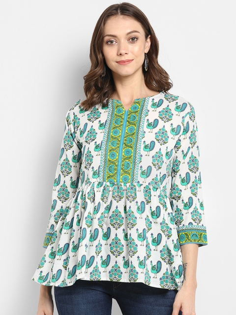 

Bhama Couture Women White Printed A-Line Top