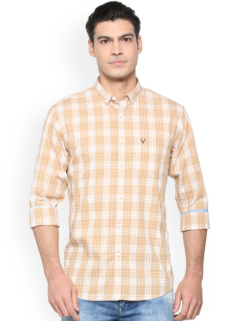 

Allen Solly Men Beige & White Slim Fit Checked Casual Shirt