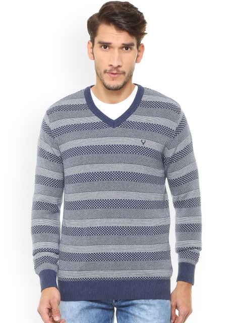 

Allen Solly Men Blue & Grey Striped Sweater