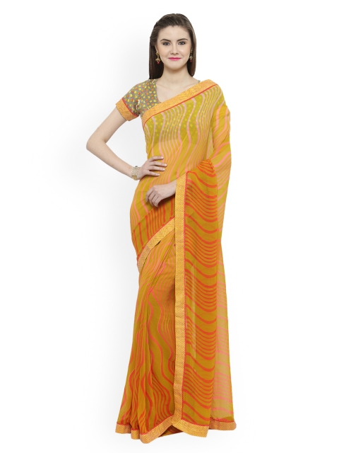

Shaily Mustard & Rust Pure Georgette Printed Saree
