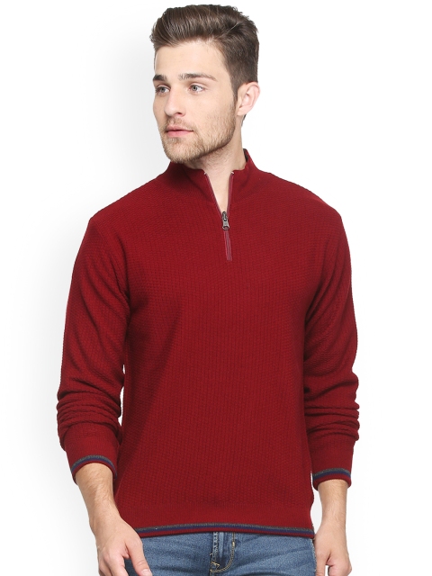 

Peter England Men Red Self Design Reversible Pullover