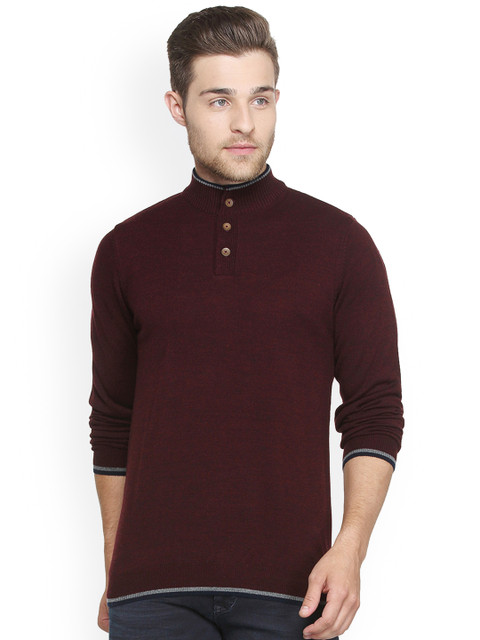 

Peter England Men Maroon Solid Pullover