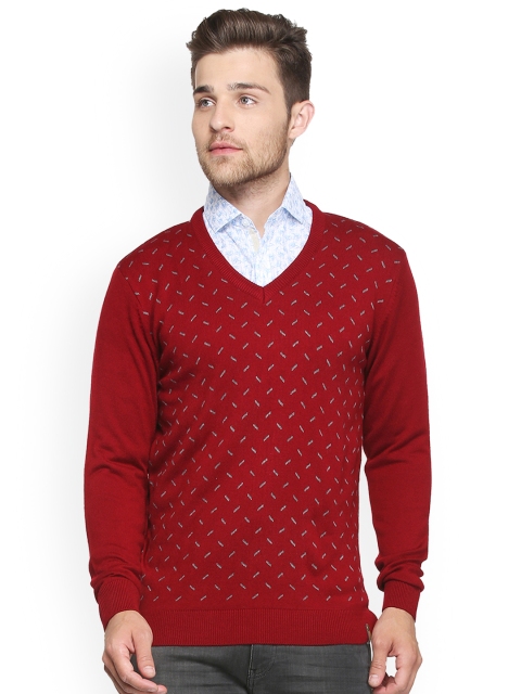 

Peter England Men Red Solid Pullover