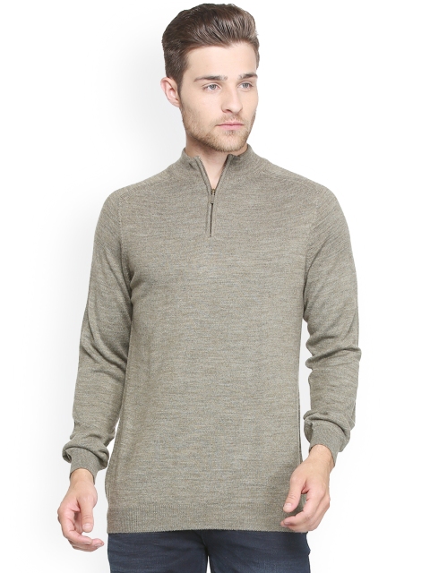 

Peter England Men Grey Self Design Pullover